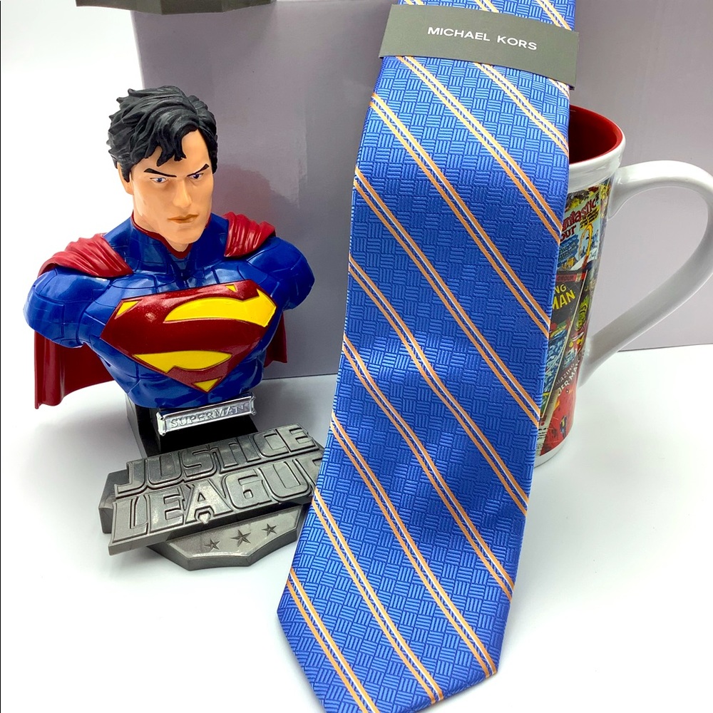 MICHAEL KORS  Striped Blue, Orange Men’s Tie Formal Office Graduation NWT
